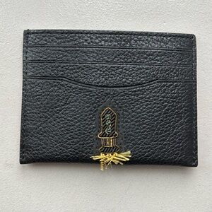 Coach Black Leather rocket ship flat card holder - OS